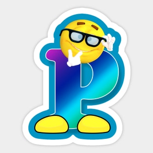 Letter P Alphabet Smiley Monogram Face Emoji Shirt for Men Women Kids Sticker